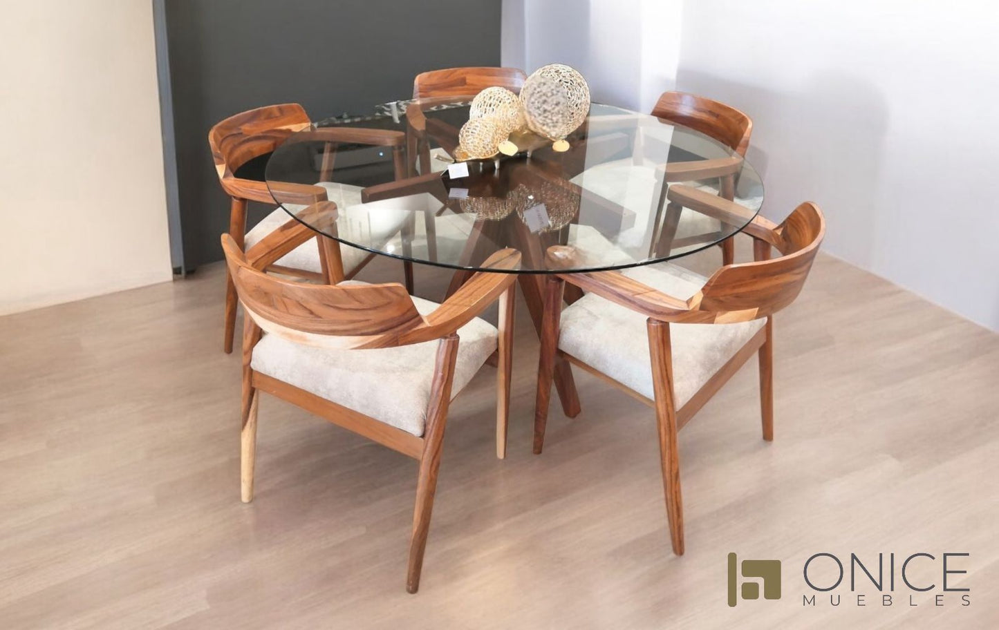 Mesa de comedor redondo cristal