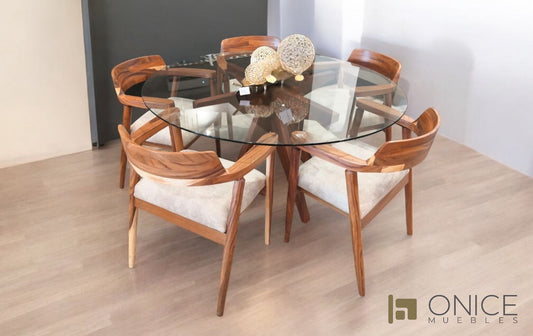 Mesa de comedor redondo cristal